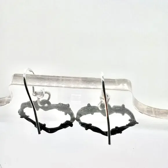 Barbed Heart Earrings - Barb Wire Accessories - Heart Accessory - Black Goth Gif - Picture 4 of 7